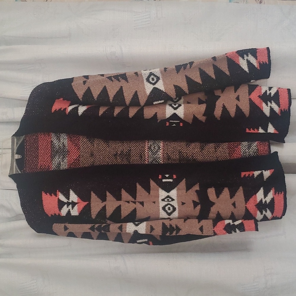Brown Moraga Pocketed Aztec Cardigan